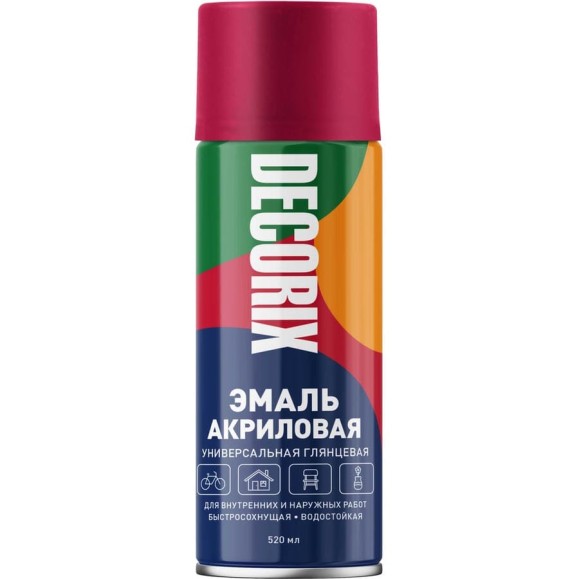 Аэрозольная акриловая эмаль Decorix (универсальная; темно-красный; 520 мл) 0101-05 DX Аэрозольная акриловая эмаль Decorix (универсальная; темно-красный; 520 мл) 0101-05 DX