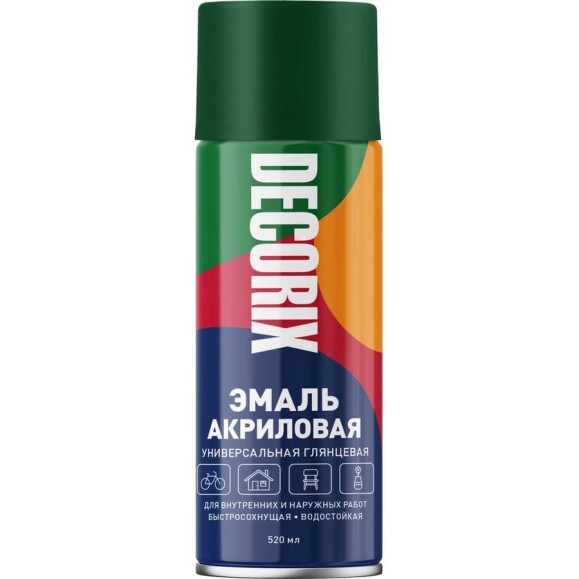Аэрозольная акриловая эмаль Decorix (универсальная; темно-зеленый; 520 мл) 0101-15 DX Аэрозольная акриловая эмаль Decorix (универсальная; темно-зеленый; 520 мл) 0101-15 DX