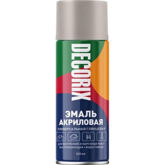 Аэрозольная акриловая эмаль Decorix (универсальная; серый жемчуг; 520 мл) 0101-18 DX Аэрозольная акриловая эмаль Decorix (универсальная; серый жемчуг; 520 мл) 0101-18 DX
