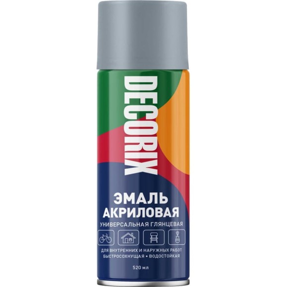 Аэрозольная акриловая эмаль Decorix (универсальная; светло-серый; 520 мл) 0101-27 DX
