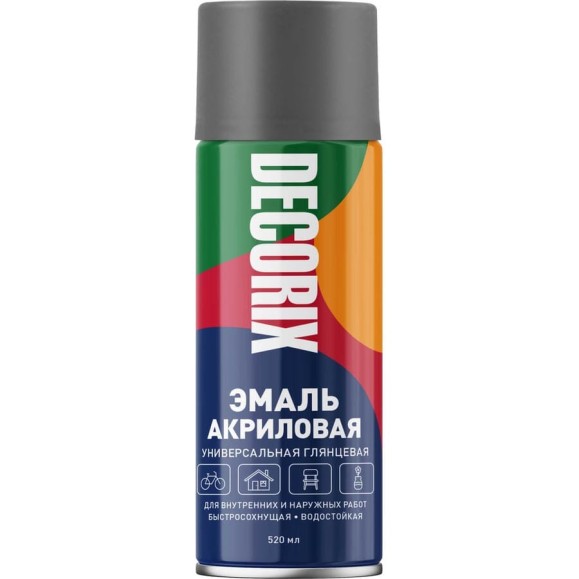 Аэрозольная акриловая эмаль Decorix (универсальная; темно-серый; 520 мл) 0101-28 DX Аэрозольная акриловая эмаль Decorix (универсальная; темно-серый; 520 мл) 0101-28 DX