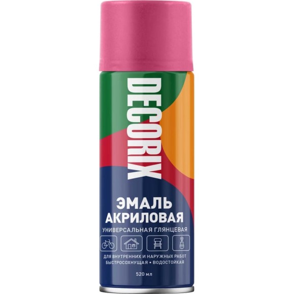 Аэрозольная акриловая эмаль Decorix (универсальная; малиновый; 520 мл) 0101-34 DX