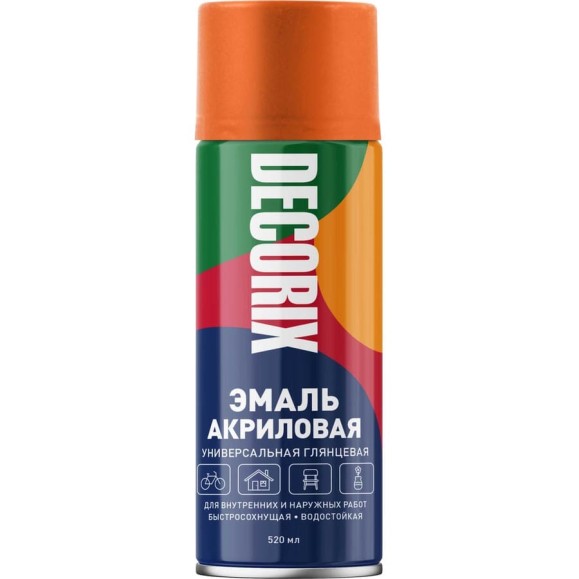 Аэрозольная акриловая эмаль Decorix (универсальная; чистый оранжевый; 520 мл) 0101-95 DX Аэрозольная акриловая эмаль Decorix (универсальная; чистый оранжевый; 520 мл) 0101-95 DX