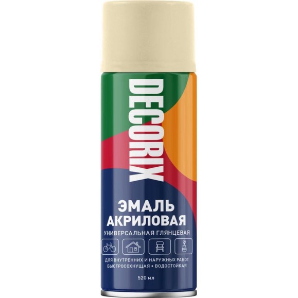 Аэрозольная акриловая эмаль Decorix (универсальная; кремовый; 520 мл) 0101-17 DX