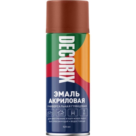 Аэрозольная акриловая эмаль Decorix (универсальная; терракотовый; 520 мл) 0101-41 DX Аэрозольная акриловая эмаль Decorix (универсальная; терракотовый; 520 мл) 0101-41 DX