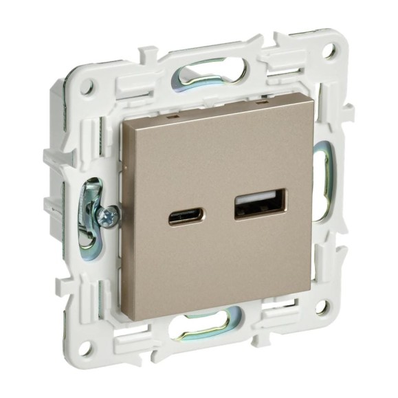 Розетка USB A+C IEK SKANDY 18Вт SK-R13Sh шампань SK-U22-018-K37
