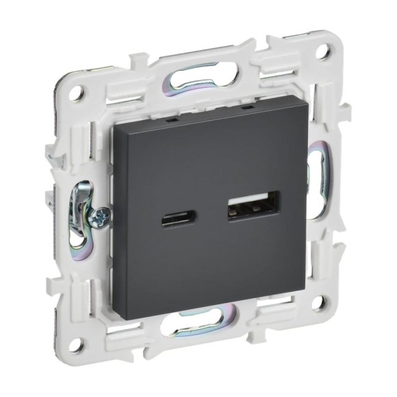 Розетка USB A+C IEK SKANDY 3,1А SK-R14T титан SK-U22-D31-K48