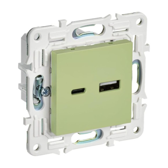 Розетка USB A+C IEK SKANDY 18Вт SK-R13M мятный SK-U22-018-K06