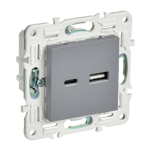 Розетка USB A+C IEK SKANDY 3,1А SK-R14Gr серый SK-U22-D31-K03