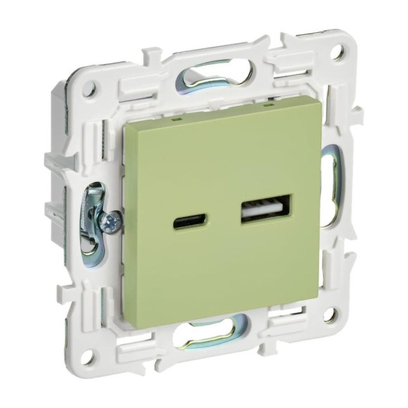 Розетка USB A+C IEK SKANDY 3,1А SK-R14M мятный SK-U22-D31-K06