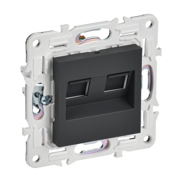Розетка компьютерная 2-ая IEK SKANDY RJ45 кат.5E SK-K03G графит SK-K20-1-K53