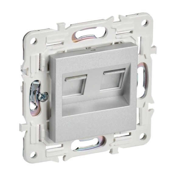 Розетка компьютерная 2-ая IEK SKANDY RJ45 кат.5E SK-K03S серебряный SK-K20-1-K23