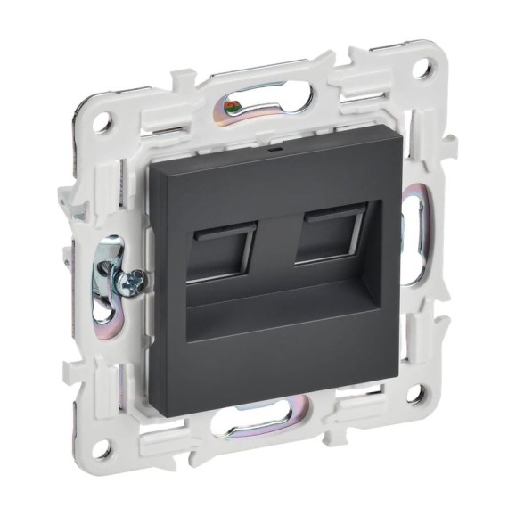 Розетка компьютерная 2-ая IEK SKANDY RJ45 кат.6 SK-K04T титан SK-K20-2-K48
