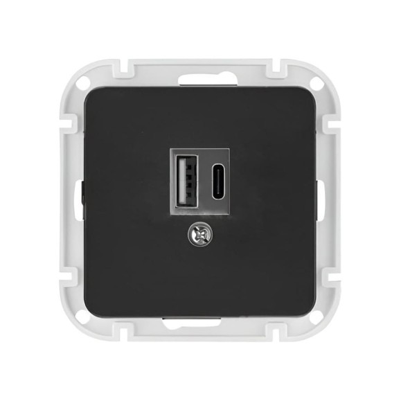 Механизм розетки Bylectrica Type-C+USB 3А серия АСТРУМ, карбон РП5-6561 карбон