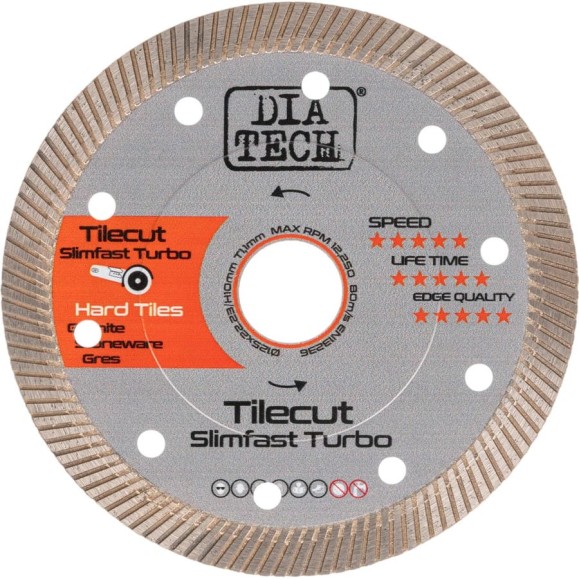 Диск алмазный для керамогранита 125x1x22.23 мм Tilecut SlimfastTurbo Dia Tech DC-203581