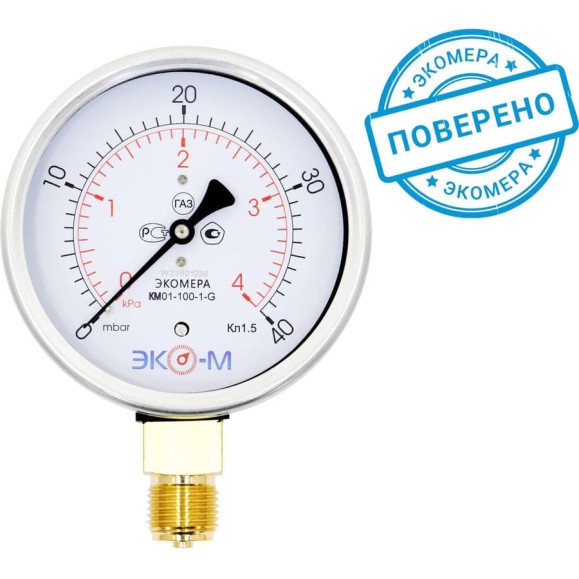 Манометр ЭКО-М Экомера КМ-100 мм, 0-4 кПа, G1/2 КМ-100-G-4кПа