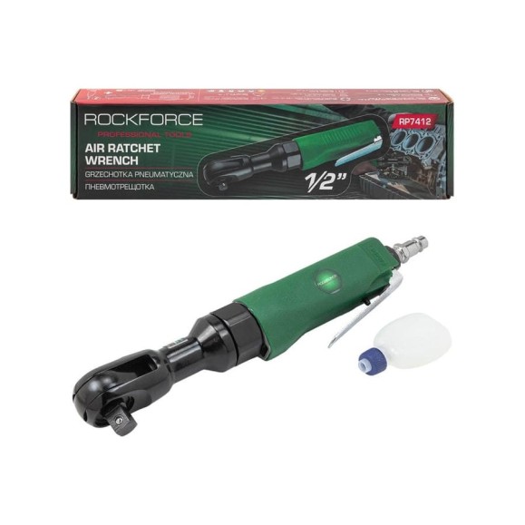 Пневмотрещотка с прорезиненной рукояткой Rockforce 68Нм, 1/2''(потребление 77л/мин, 160 об/мин, L-254мм,6.3Bar,штуцер 1/4) RF-RP7412(50372) Пневмотрещотка с прорезиненной рукояткой Rockforce 68Нм, 1/2''(потребление 77л/мин, 160 об/мин, L-254мм,6.3Bar,штуцер 1/4) RF-RP7412(50372)