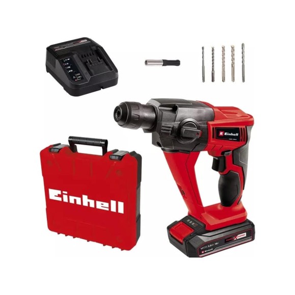 Аккумуляторный перфоратор Einhell PXC TE-HD 18 Li (1x2.5 Aч) кейс, набор буров 4514218