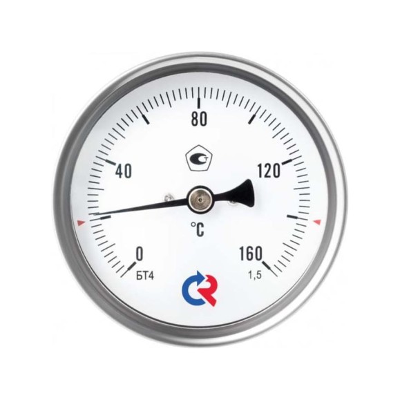 Осевой термометр РОСМА БТ-41.211 (0-200°C) ДК80, длина погружной части 46мм, резьба G1/2, класс точности 1.5, с защитной латунной гильзой D070-02138 Осевой термометр РОСМА БТ-41.211 (0-200°C) ДК80, длина погружной части 46мм, резьба G1/2, класс точности 1.5, с защитной латунной гильзой D070-02138