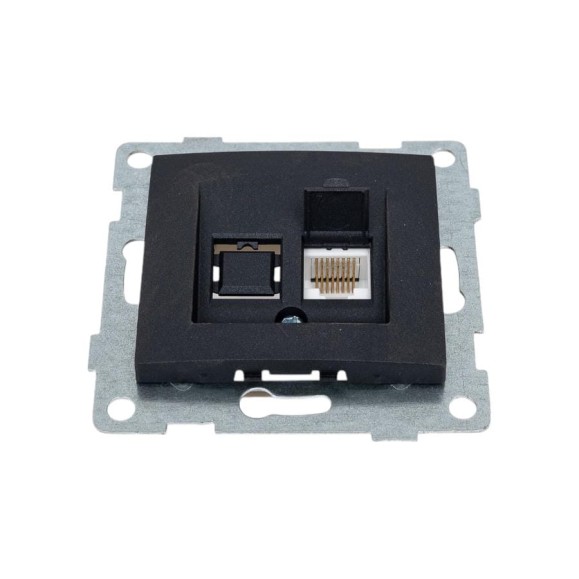 Механизм компьютерной розетки GUSI ELECTRIC Bravo RJ45, одинарной, СУ, графит С10К1-010