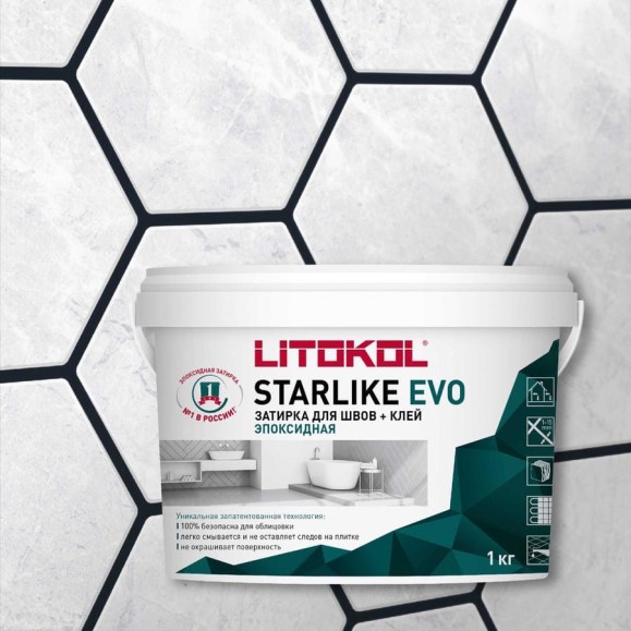 Эпоксидный состав для укладки и затирки мозаики LITOKOL STARLIKE EVO S.145 NERO CARBONIO 485200002 Эпоксидный состав для укладки и затирки мозаики LITOKOL STARLIKE EVO S.145 NERO CARBONIO 485200002