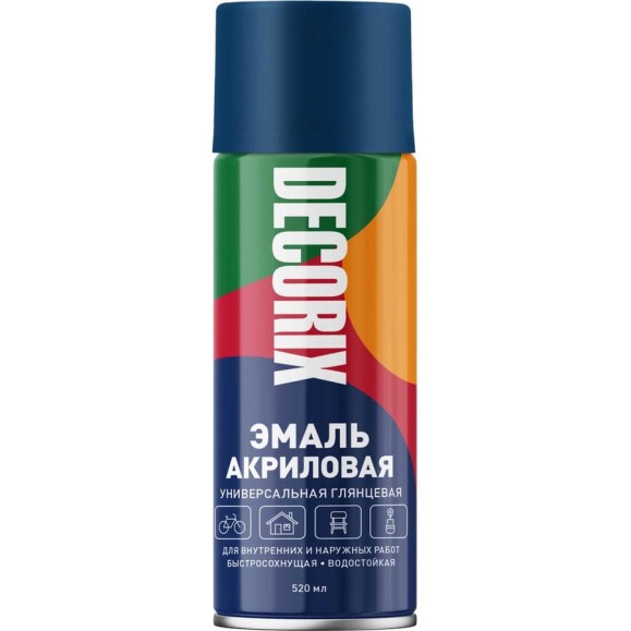 Аэрозольная акриловая эмаль Decorix (универсальная; темно-синий; 520 мл) 0101-74 DX Аэрозольная акриловая эмаль Decorix (универсальная; темно-синий; 520 мл) 0101-74 DX
