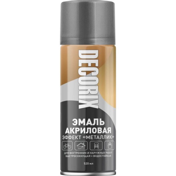 Аэрозольная эмаль Decorix (металлик; глянцевая; акриловая; графитовый; 520 мл) 0103-91 DX Аэрозольная эмаль Decorix (металлик; глянцевая; акриловая; графитовый; 520 мл) 0103-91 DX