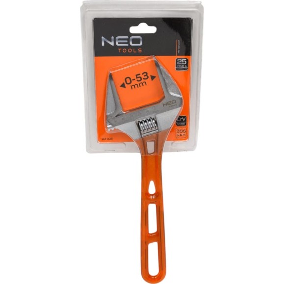 Разводной ключ 306 мм, рабочий диапазон 0-53 мм NEO Tools 03-026