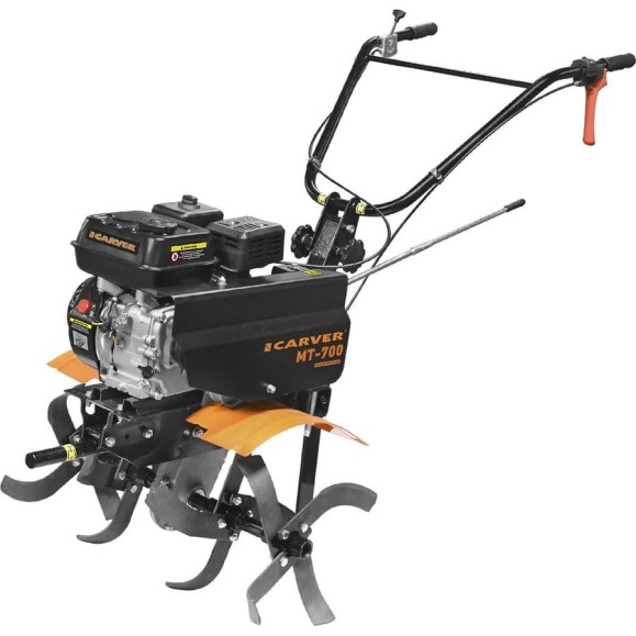 Мотоблок CARVER МТ-700 (7 л.с., передачи 2/1, регулируемый руль, фрезы, колеса 4 на 10) Кадви 01.006.10001