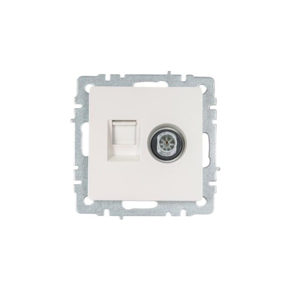 Двойная розетка IEK Brite tv+rj45 ртв/рк12-брж категория 5e, жемчуг BR-AK20-1-K36