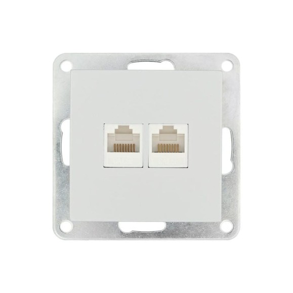 Розетка компьютерная LK Studio двойная 2хRJ-45 категория 5е с накладкой (серебристый металлик) LK80 846203-1 Розетка компьютерная LK Studio двойная 2хRJ-45 категория 5е с накладкой (серебристый металлик) LK80 846203-1