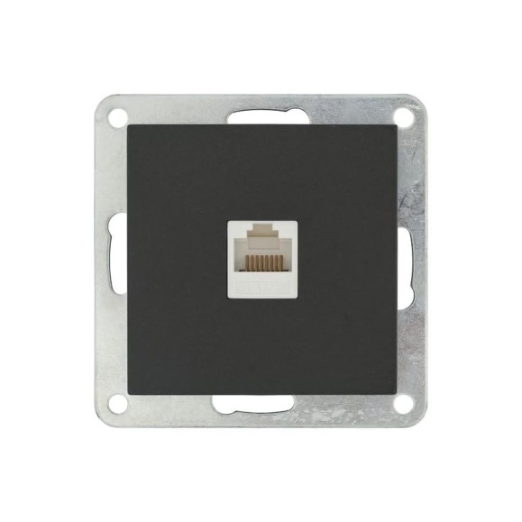 Розетка компьютерная LK Studio RJ-45 категория 5е с накладкой (черный бархат) LK80 846108-1