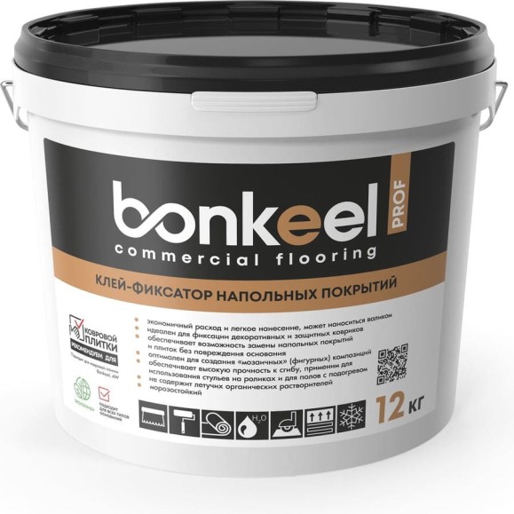 Клей-фиксатор BONKEEL Prof для напольных покрытий, 12 кг 629415 Клей-фиксатор BONKEEL Prof для напольных покрытий, 12 кг 629415