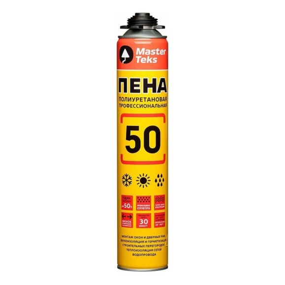 Пена монтажная MASTERTEKS 50 PRO ПРОФИ 715 мл всесезонная 254118