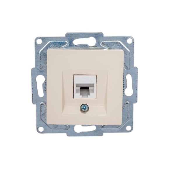Компьютерная розетка GUNSAN 1 пост Eqona RJ45 с jak5 крем 16401200-157130