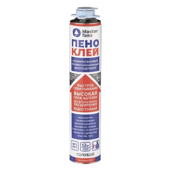 Пено-клей MASTERTEKS PROFIMASTER полиуретановый, многоцелевой, 0,75 л 259812 Пено-клей MASTERTEKS PROFIMASTER полиуретановый, многоцелевой, 0,75 л 259812