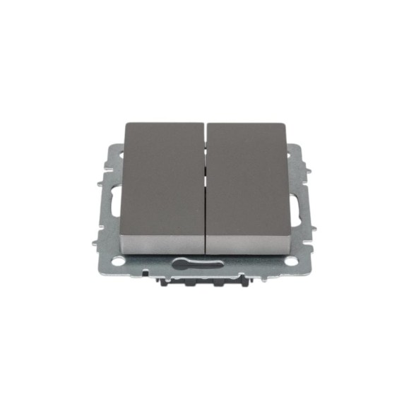 Проходной 2-клавишный выключатель IEK Brite 10а вс10-2-6-брс сталь BR-V22-0-10-K46