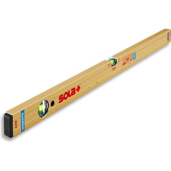 Уровень SOLA алюминевый магнитный AZM 80, L=80 см, 2 глазка, точн. 0,5мм/м 01821101