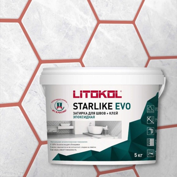 Эпоксидный состав для укладки и затирки мозаики LITOKOL STARLIKE EVO S.580 ROSSO MATTONE 485440004 Эпоксидный состав для укладки и затирки мозаики LITOKOL STARLIKE EVO S.580 ROSSO MATTONE 485440004