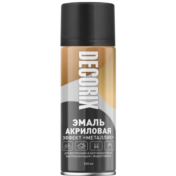 Аэрозольная эмаль Decorix (металлик; глянцевая; акриловая; чёрный; 520 мл) 0103-39 DX