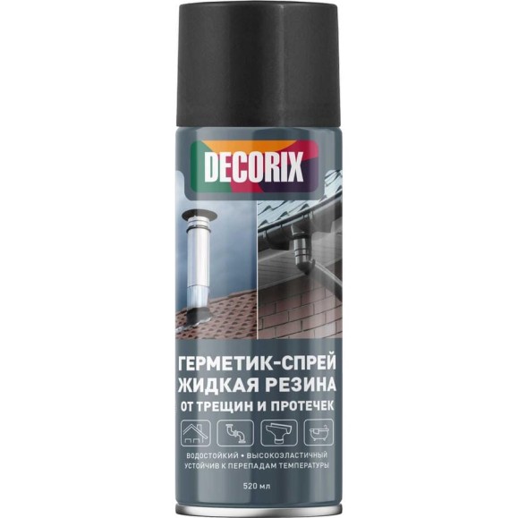 Герметик-спрей жидкая резина от трещин и протечек Decorix высокоэластичный, 520 мл, чёрный 0126-01 DX Герметик-спрей жидкая резина от трещин и протечек Decorix высокоэластичный, 520 мл, чёрный 0126-01 DX