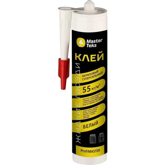 Клей MASTERTEKS PROFIMASTER акриловый, суперсильный, 430 г, белый (55 кг/м2) 271138