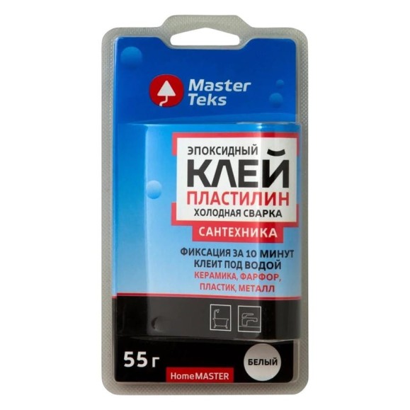 Клей холодная сварка MASTERTEKS HOMEMASTER эпоксидный, для сантехники, 55 г, белый 220388 Клей холодная сварка MASTERTEKS HOMEMASTER эпоксидный, для сантехники, 55 г, белый 220388