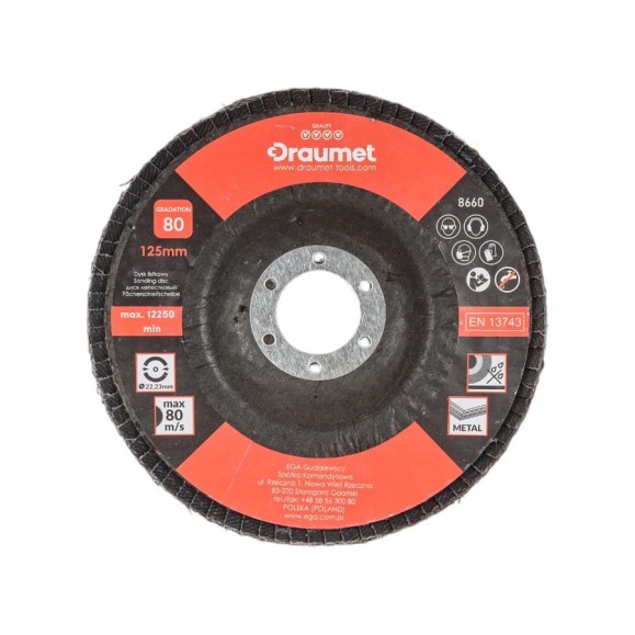 Диск лепестковый DRAUMET 125 мм P80 8660/ D219-03
