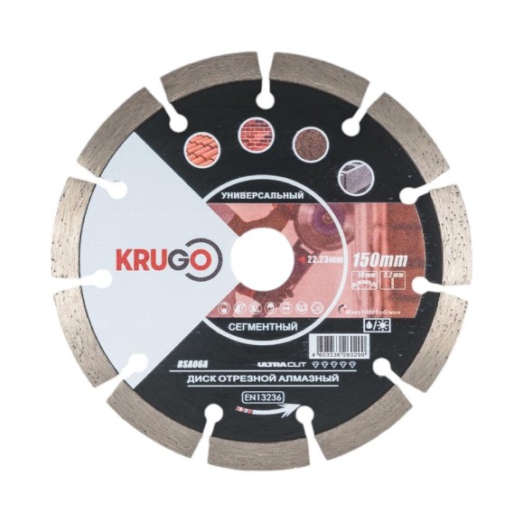 Диск алмазный сегмент 150x2.2x22.23x10 мм KRUGO RSA06A Диск алмазный сегмент 150x2.2x22.23x10 мм KRUGO RSA06A