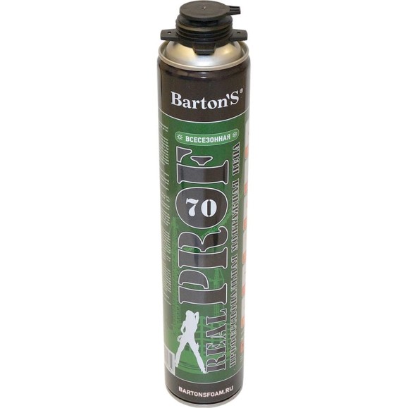 Профессиональная монтажная пена BARTON'S REALPROF 70, всесезонная до -18 градсов, 750 мл BR302 Профессиональная монтажная пена BARTON'S REALPROF 70, всесезонная до -18 градсов, 750 мл BR302