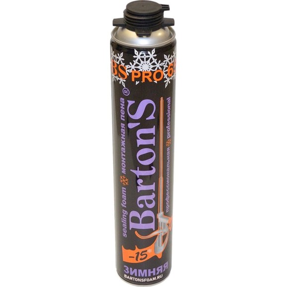 Профессиональная монтажная пена BARTON'S BS PRO 65+ зима, 880 мл BR326 Профессиональная монтажная пена BARTON'S BS PRO 65+ зима, 880 мл BR326