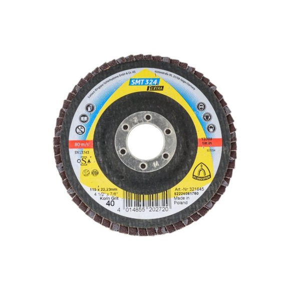 Круг лепестковый тарельчатый SMT324 115х22.23 мм, P40, прямой Klingspor 321645