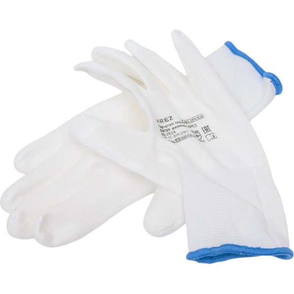 Нейлоновые перчатки с полиуретановым покрытием S.GLOVES KREZ белые, 10 размер 31613-10
