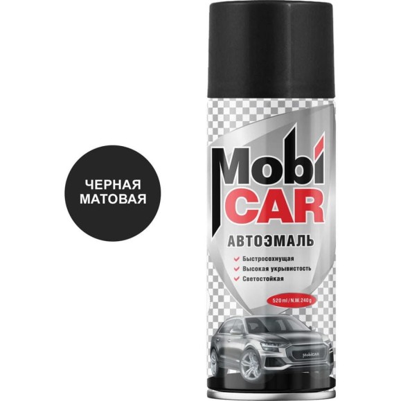 Аэрозольная автоэмаль Mobicar 520 мл 000 черная матовая 0501-000 MC